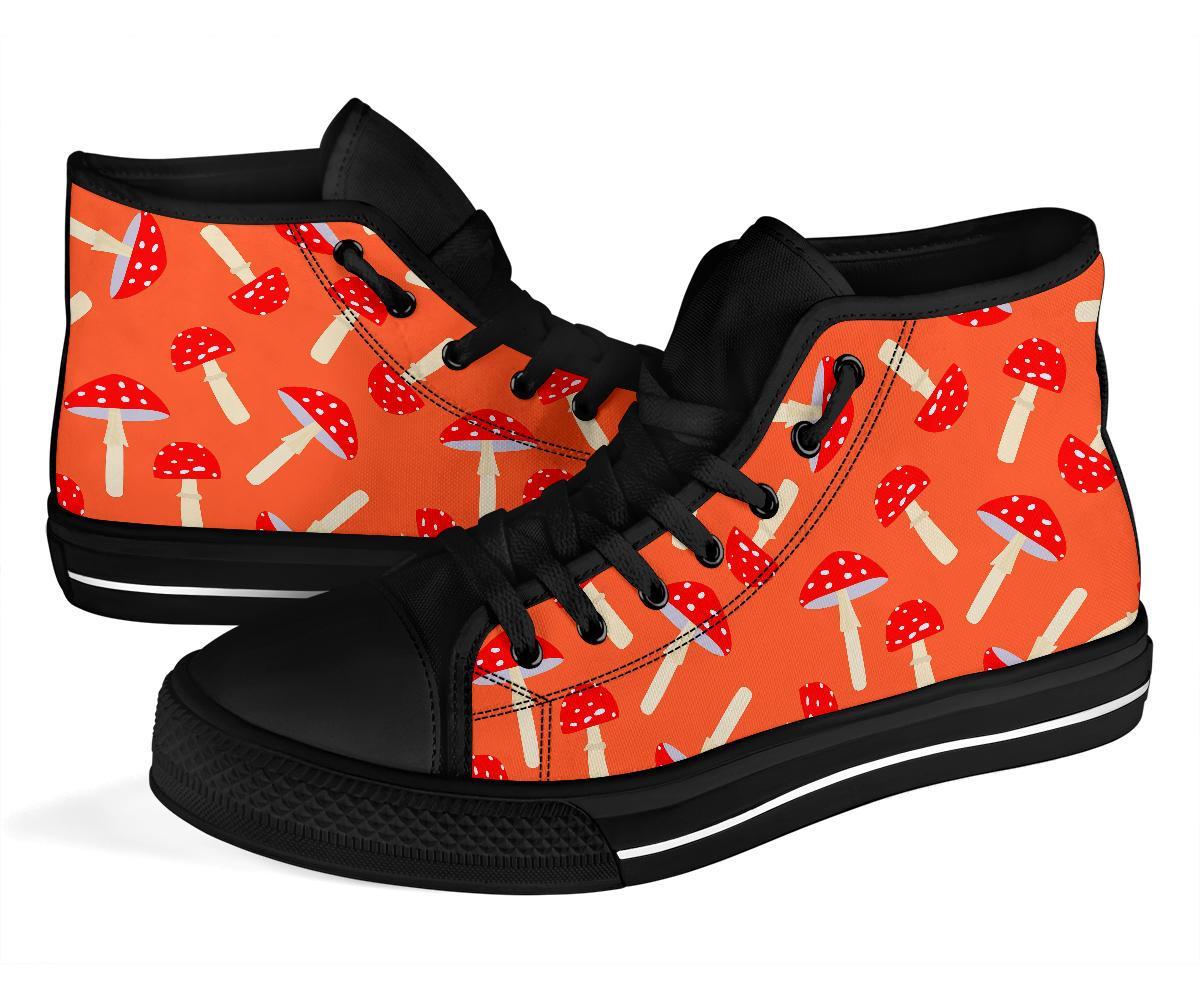 Red Mushroom Dot Pattern Print Men Women's High Top Shoes-grizzshop