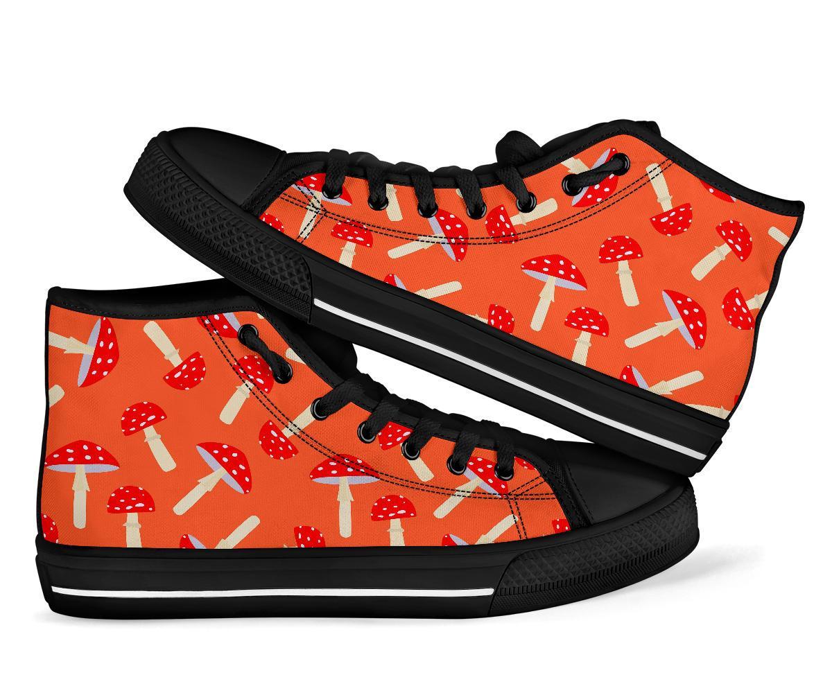 Red Mushroom Dot Pattern Print Men Women's High Top Shoes-grizzshop