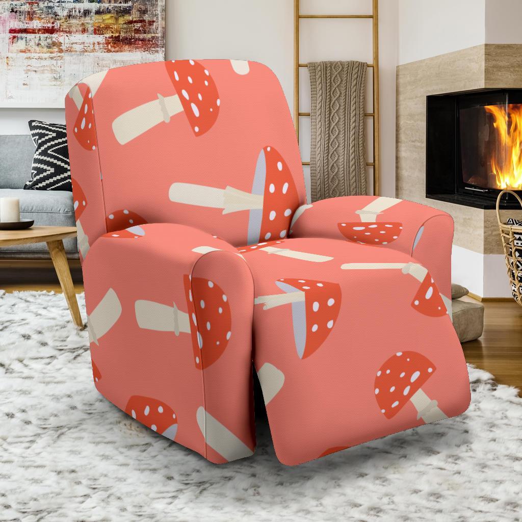 Red Mushroom Dot Pattern Print Recliner Cover-grizzshop