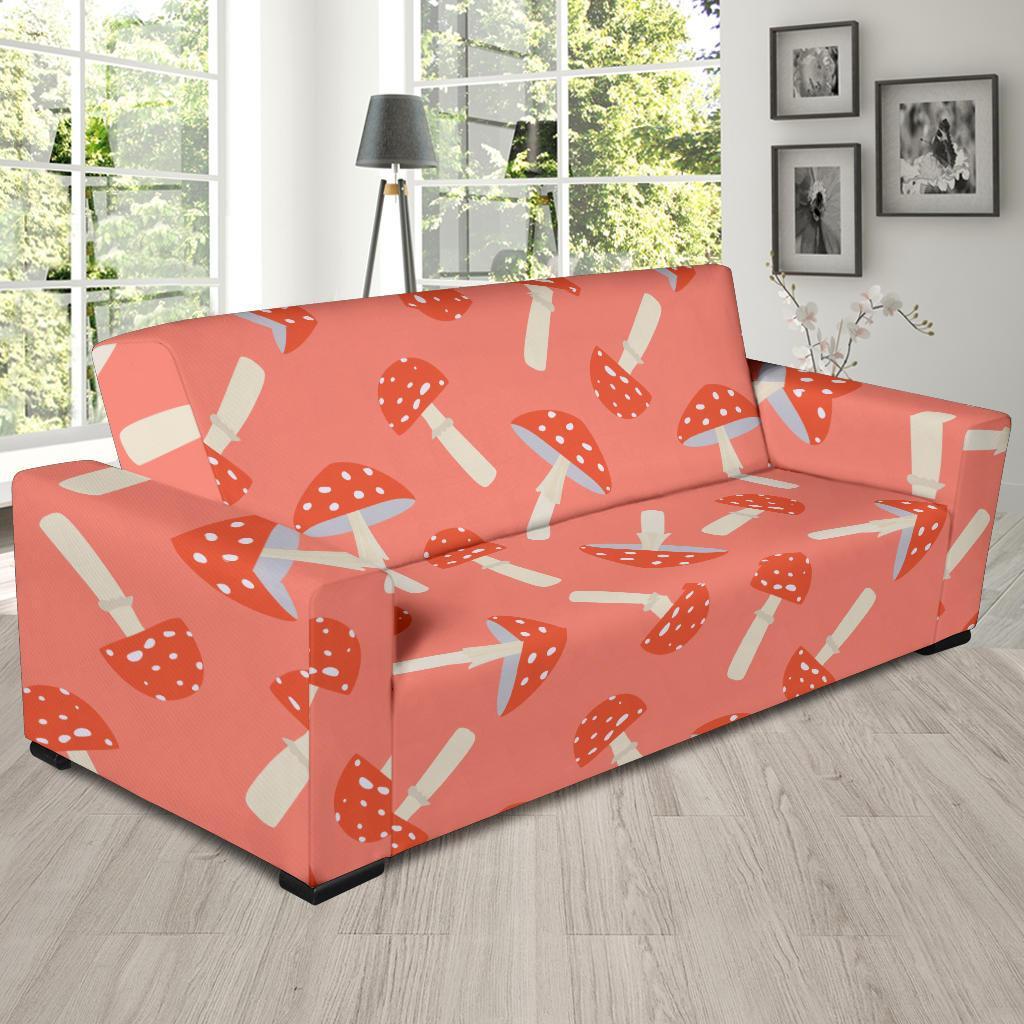 Red Mushroom Dot Pattern Print Sofa Covers-grizzshop