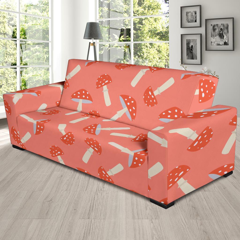 Red Mushroom Dot Pattern Print Sofa Covers-grizzshop