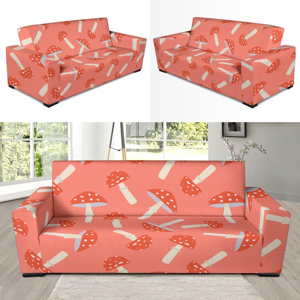 Red Mushroom Dot Pattern Print Sofa Covers-grizzshop