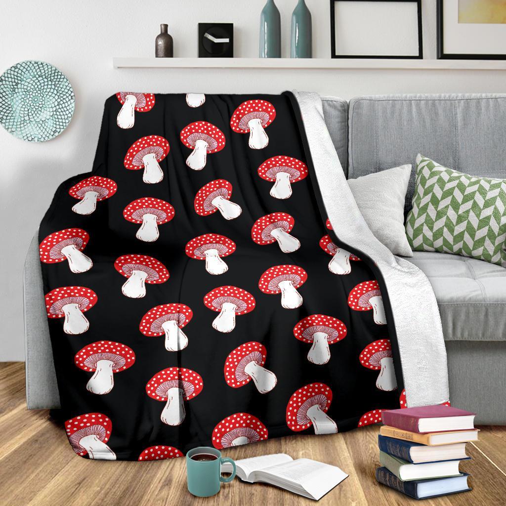 Red Mushroom Dot Print Pattern Blanket-grizzshop