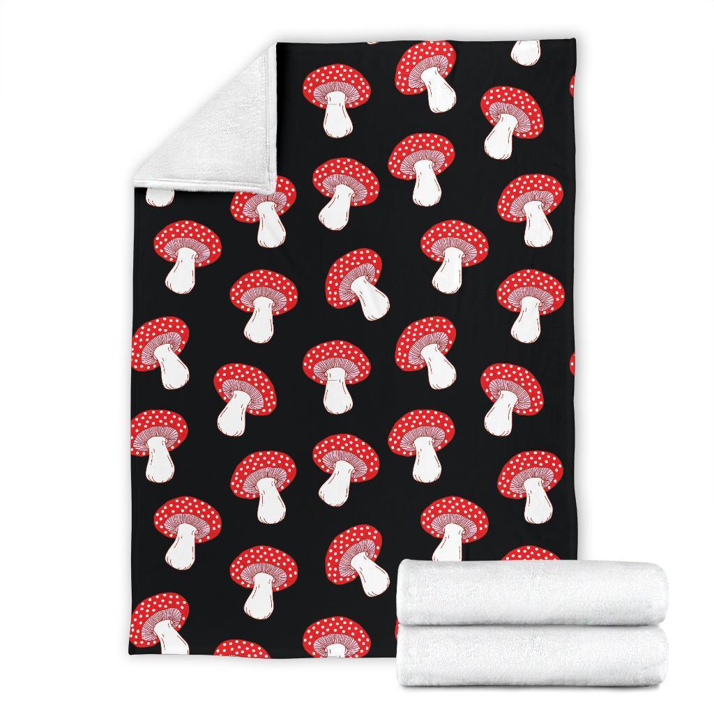 Red Mushroom Dot Print Pattern Blanket-grizzshop