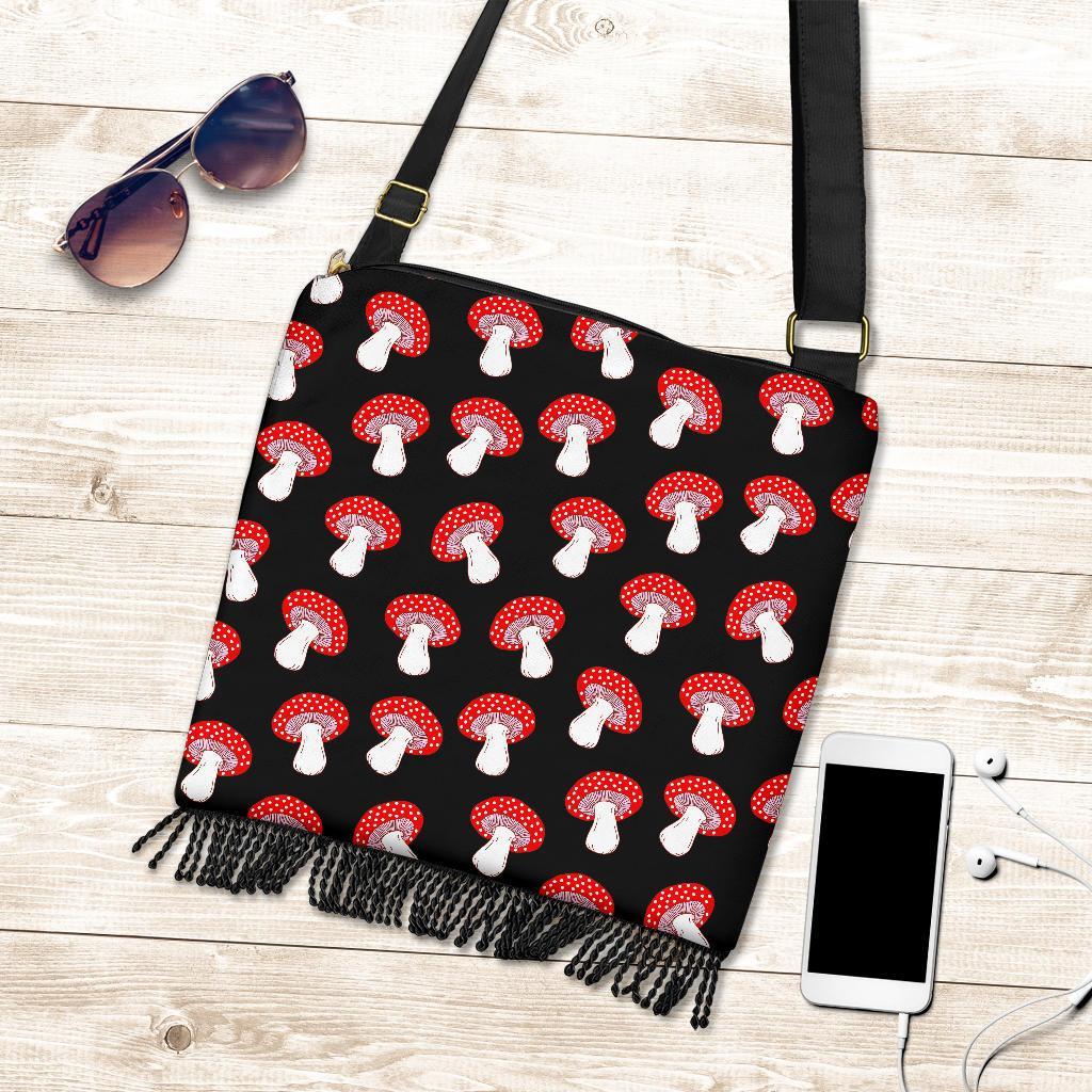 Red Mushroom Dot Print Pattern Crossbody Bags-grizzshop