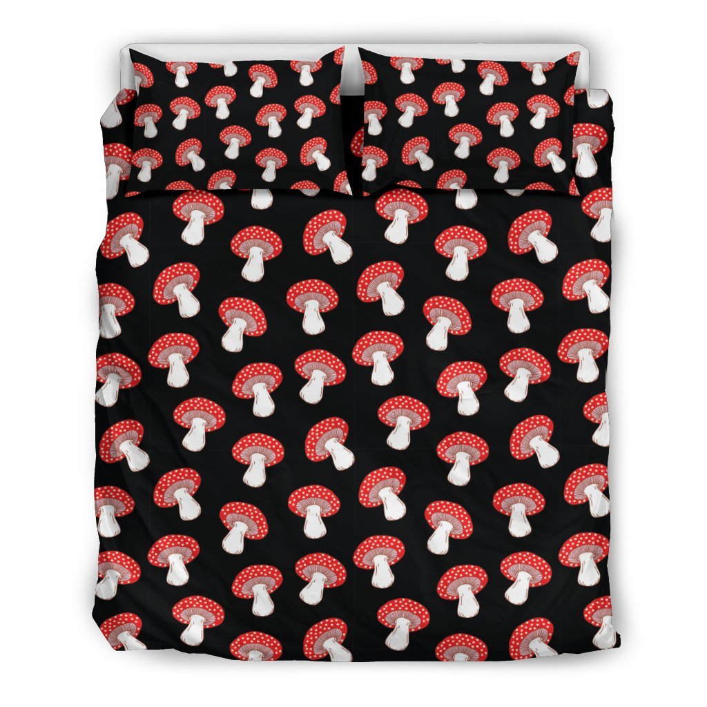 Red Mushroom Dot Print Pattern Duvet Cover Bedding Set-grizzshop