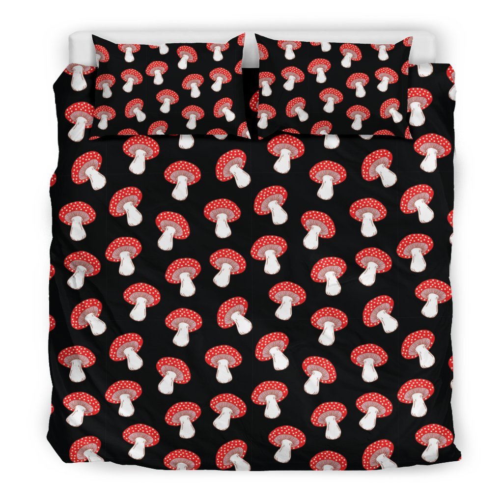 Red Mushroom Dot Print Pattern Duvet Cover Bedding Set-grizzshop