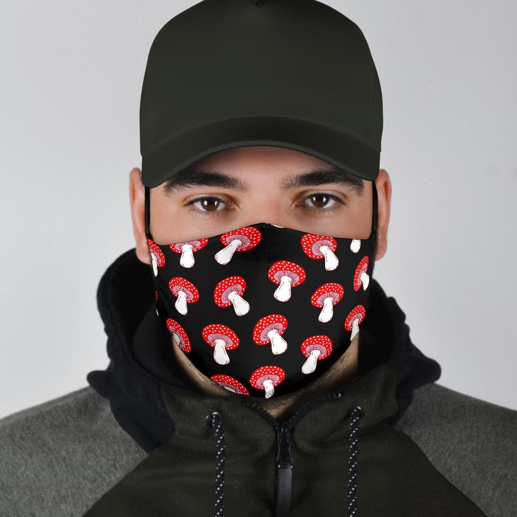 Red Mushroom Dot Print Pattern Face Mask-grizzshop