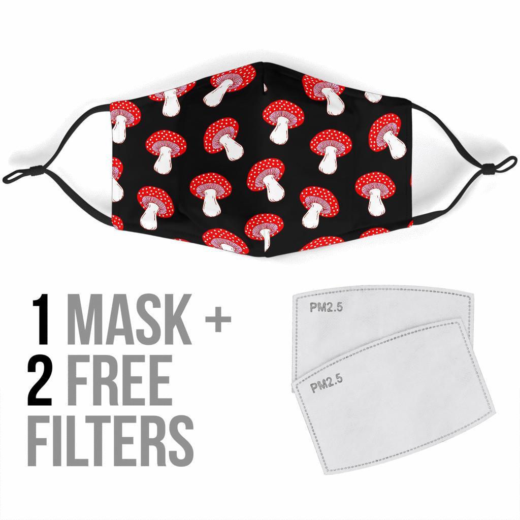 Red Mushroom Dot Print Pattern Face Mask-grizzshop