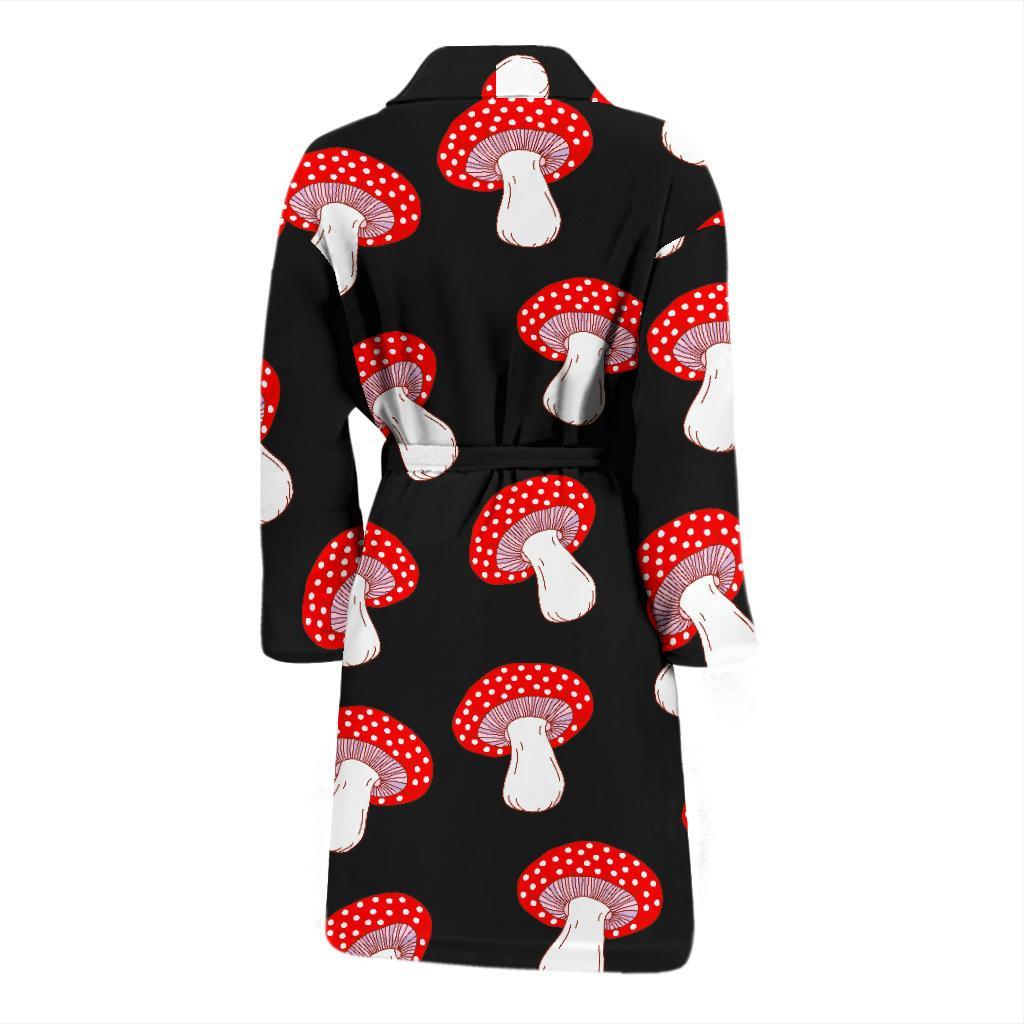 Red Mushroom Dot Print Pattern Men Long Robe-grizzshop