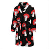 Red Mushroom Dot Print Pattern Men Long Robe-grizzshop