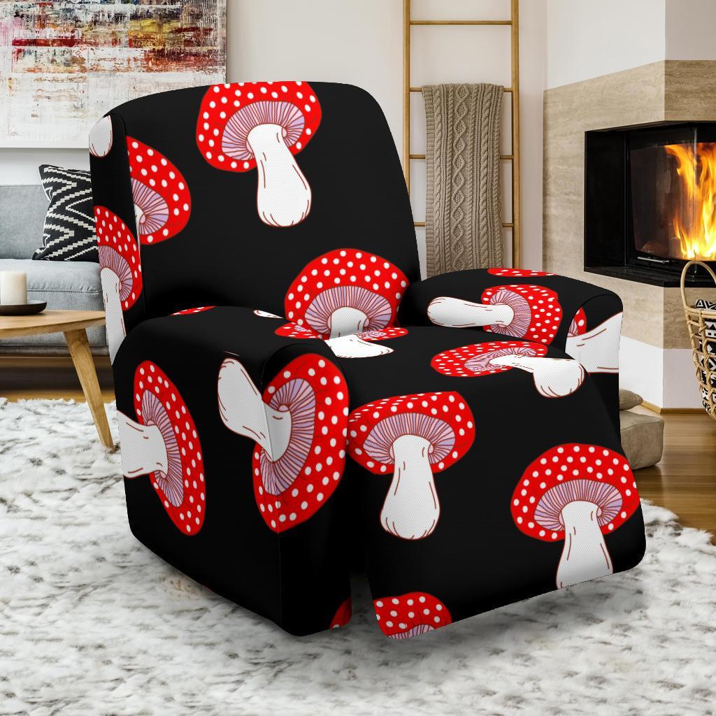 Red Mushroom Dot Print Pattern Recliner Cover-grizzshop