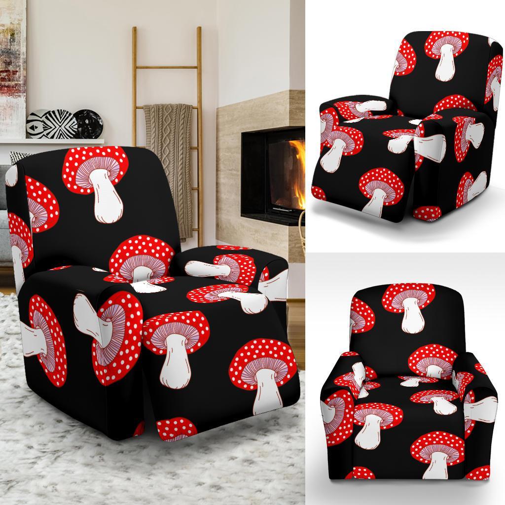 Red Mushroom Dot Print Pattern Recliner Cover-grizzshop