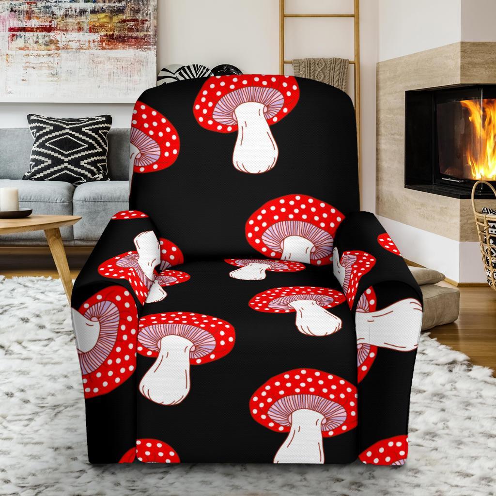 Red Mushroom Dot Print Pattern Recliner Cover-grizzshop