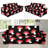 Red Mushroom Dot Print Pattern Sofa Covers-grizzshop