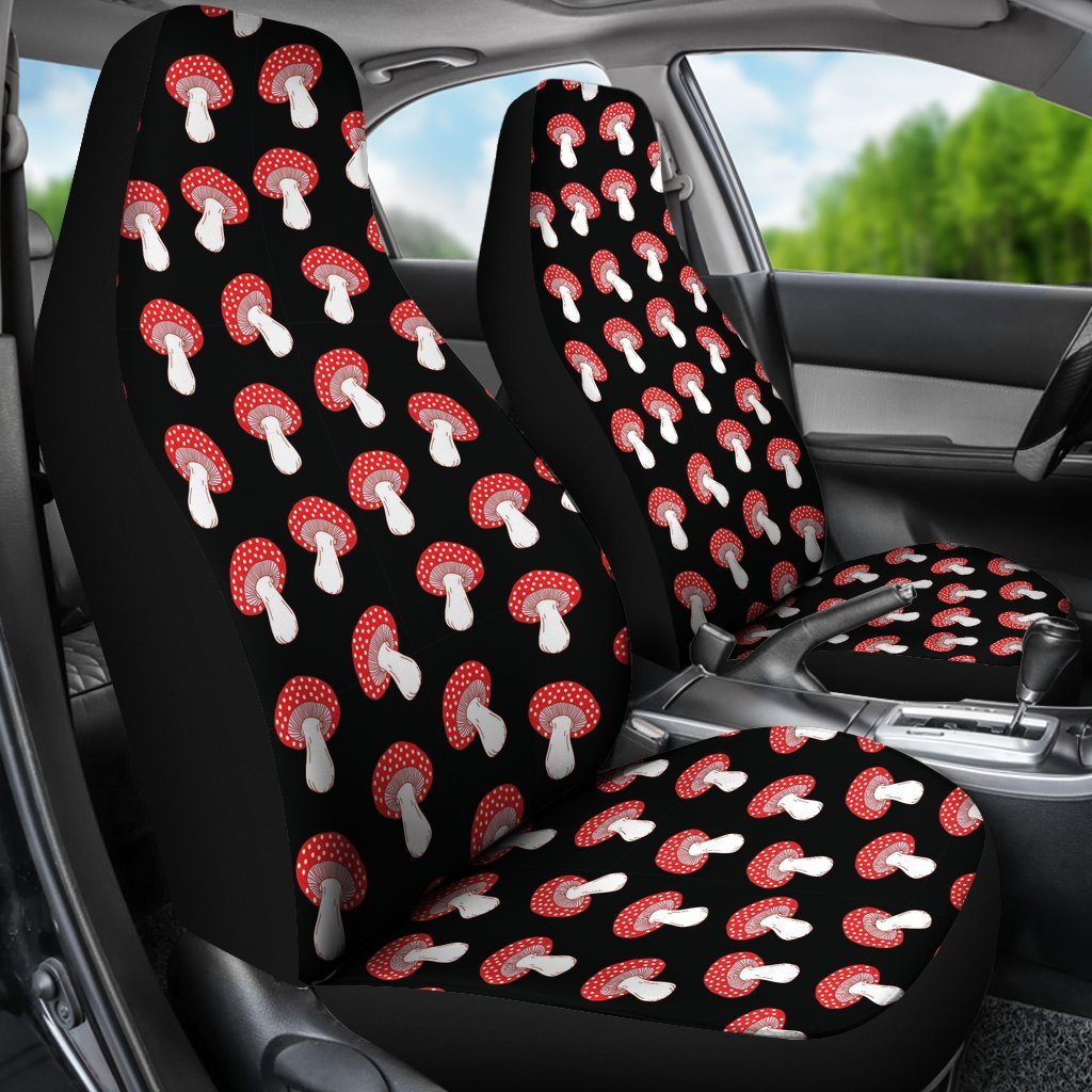Red Mushroom Dot Print Pattern Universal Fit Car Seat Cover-grizzshop