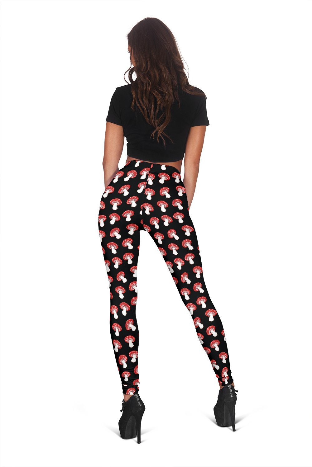 Red Mushroom Dot Print Pattern Women Leggings-grizzshop