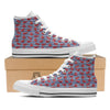 Red Nautical Anchor Blue Striped Print White High Top Shoes-grizzshop
