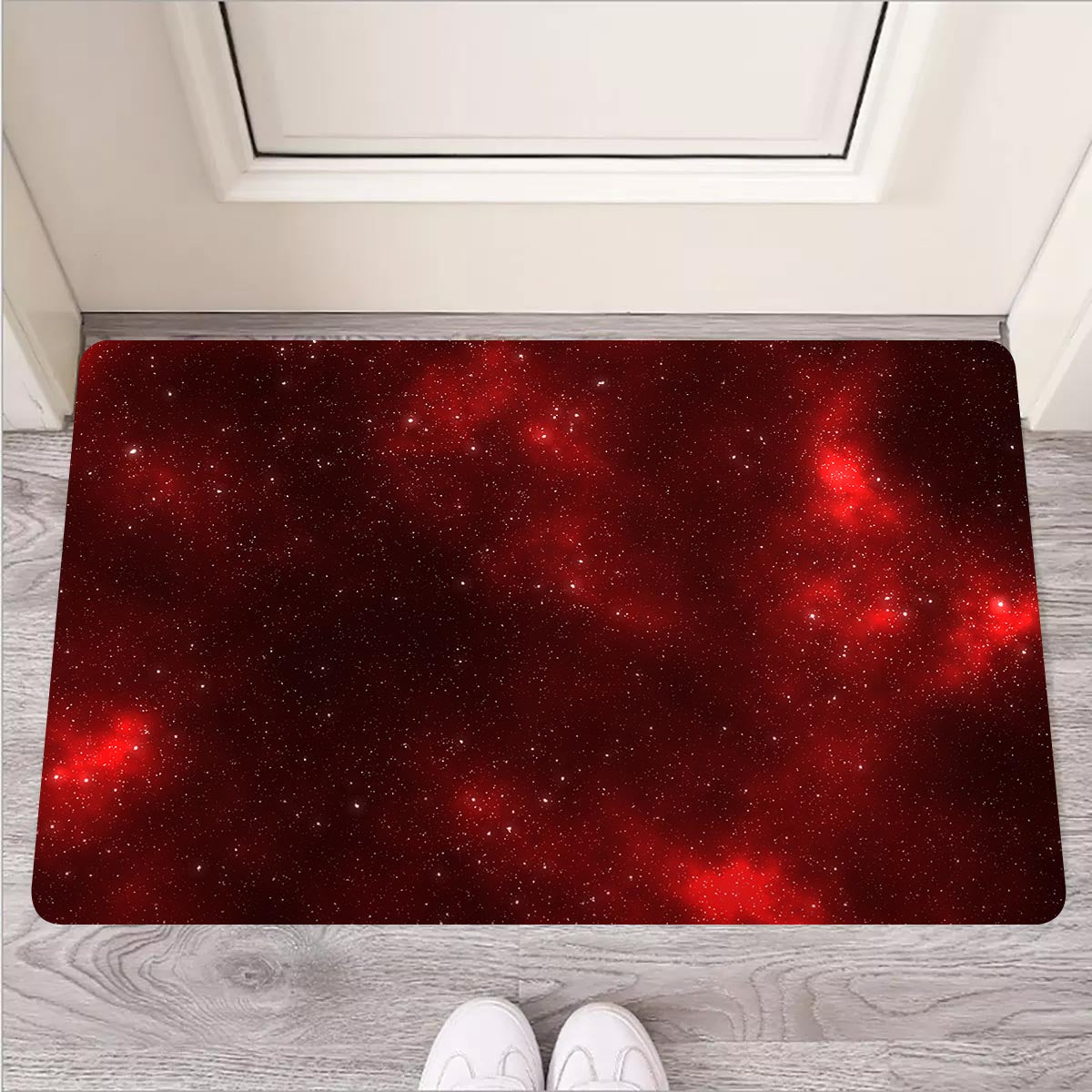 Red Nebula Galaxy Space Door Mat-grizzshop