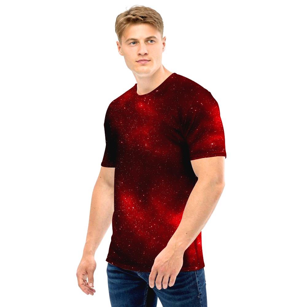 Red Nebula Galaxy Space Men T Shirt-grizzshop