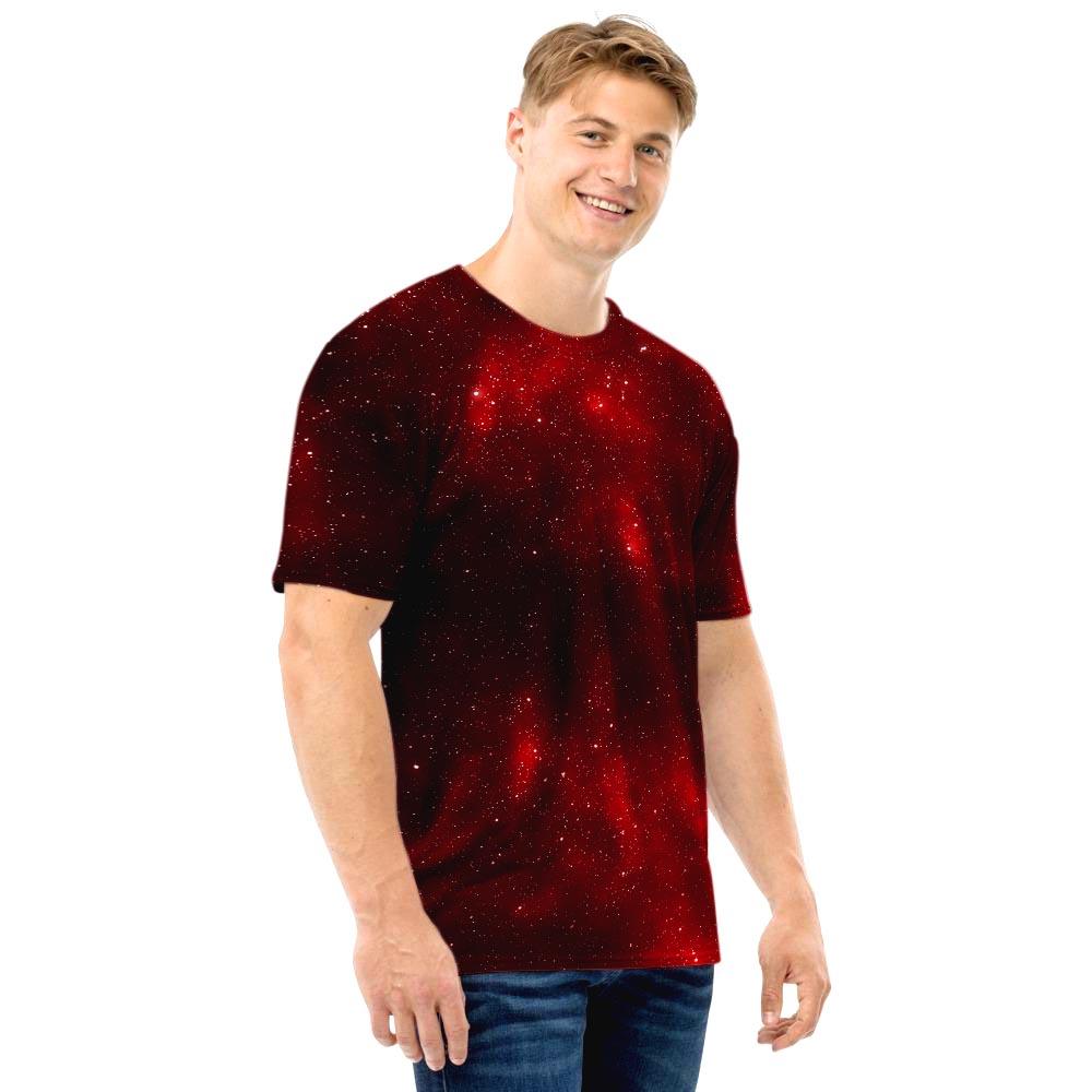 Red Nebula Galaxy Space Men T Shirt-grizzshop