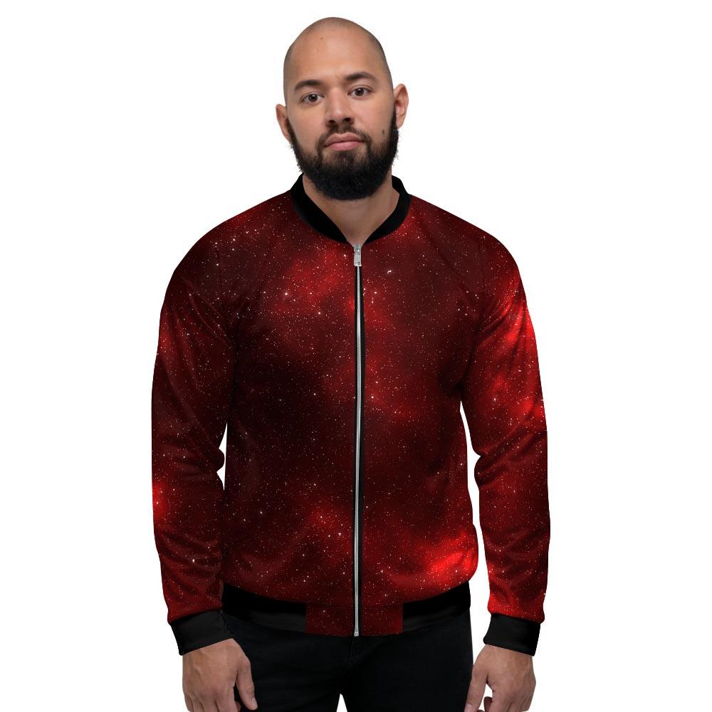 Red Nebula Galaxy Space Men's Bomber Jacket-grizzshop