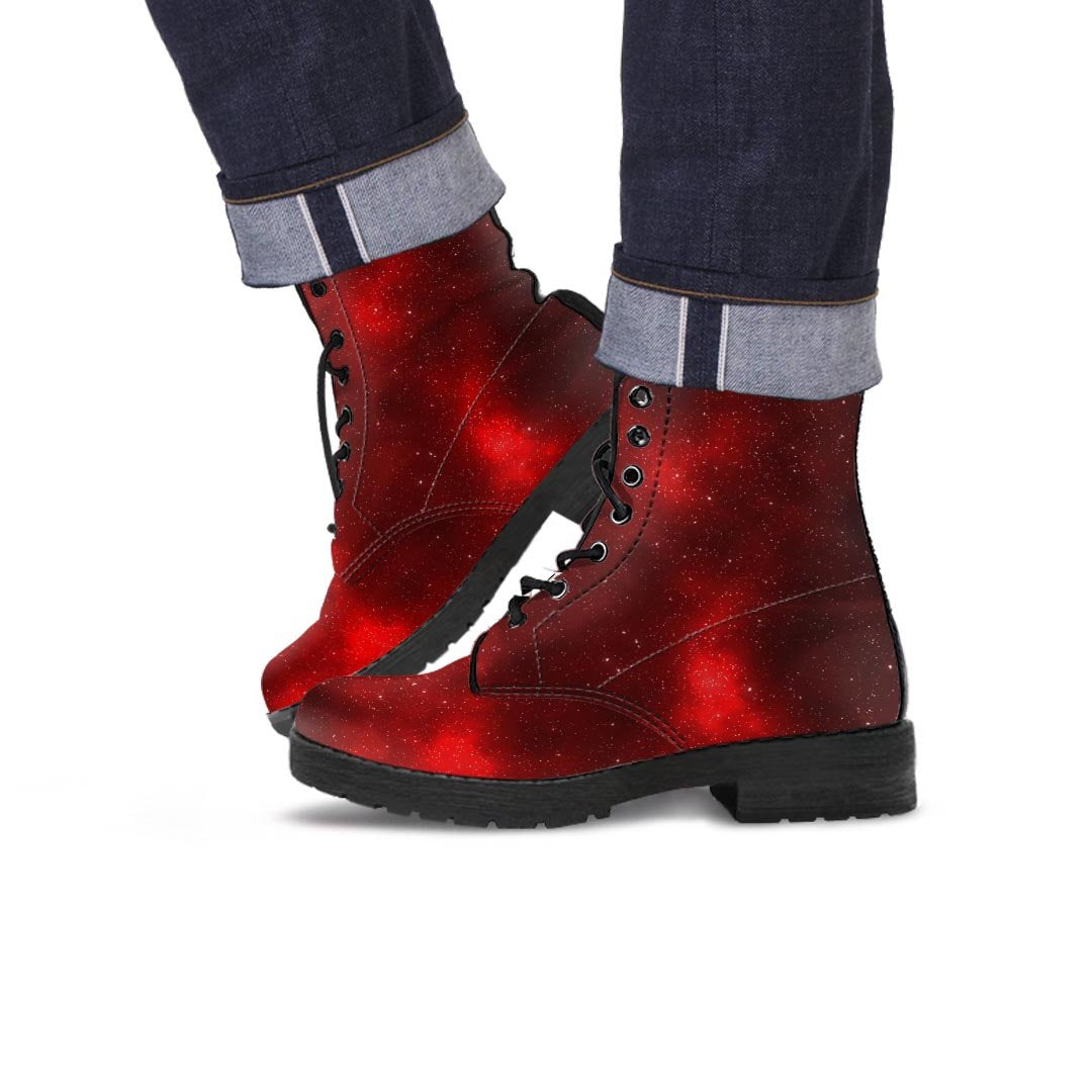 Red Nebula Galaxy Space Men's Boots-grizzshop