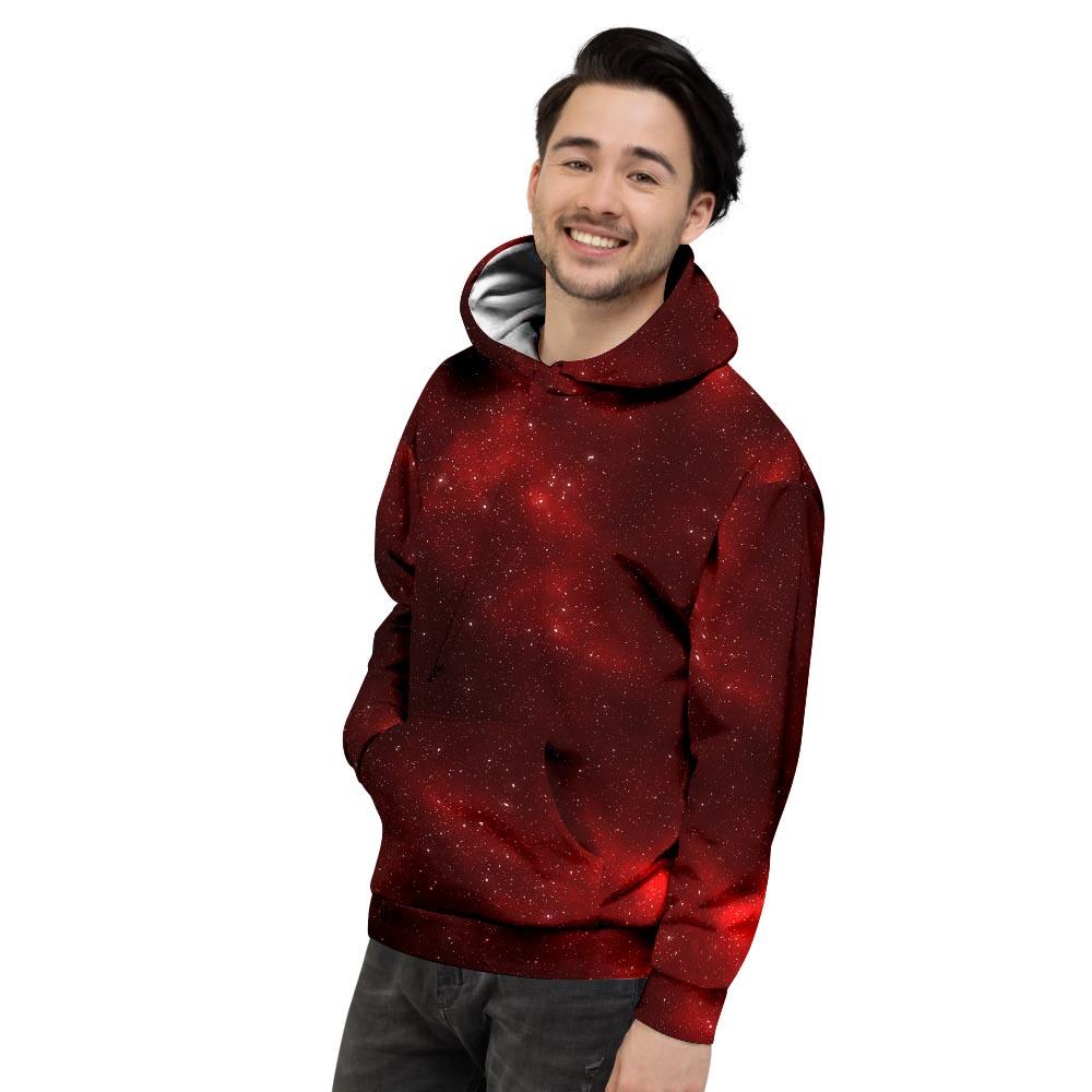 Red Nebula Galaxy Space Men's Hoodie-grizzshop