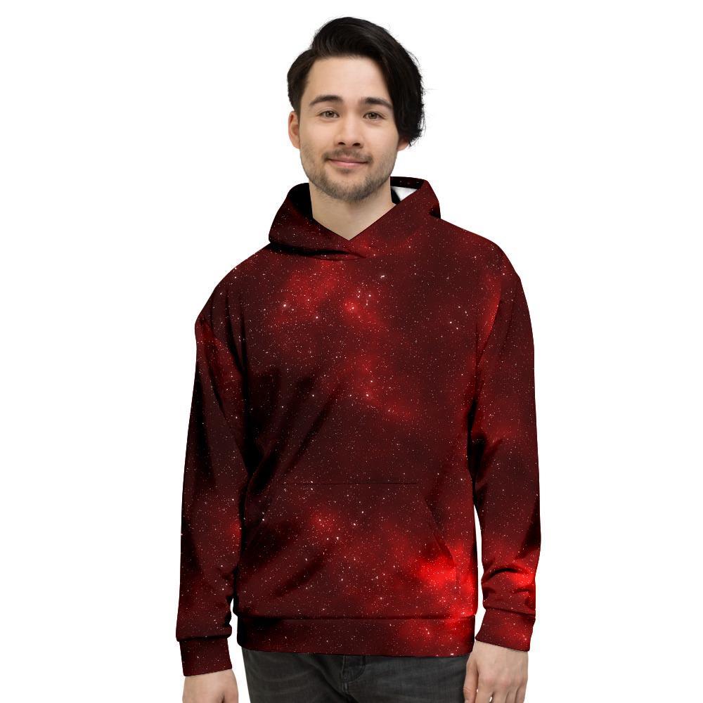 Red Nebula Galaxy Space Men's Hoodie-grizzshop