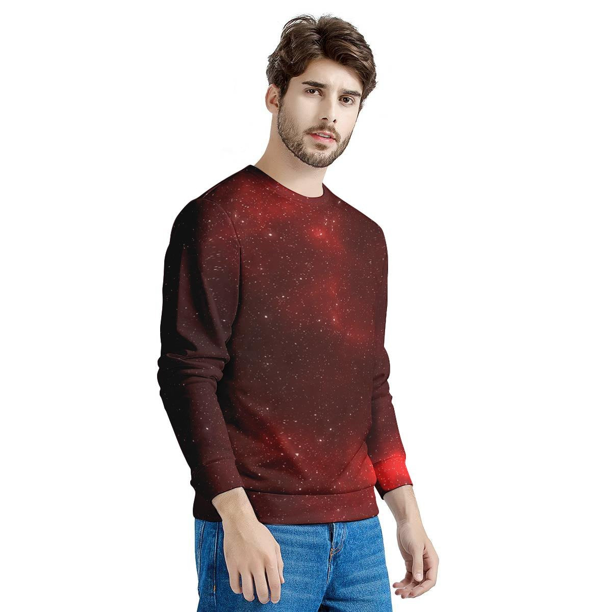 Red Nebula Galaxy Space Men's Sweatshirt-grizzshop