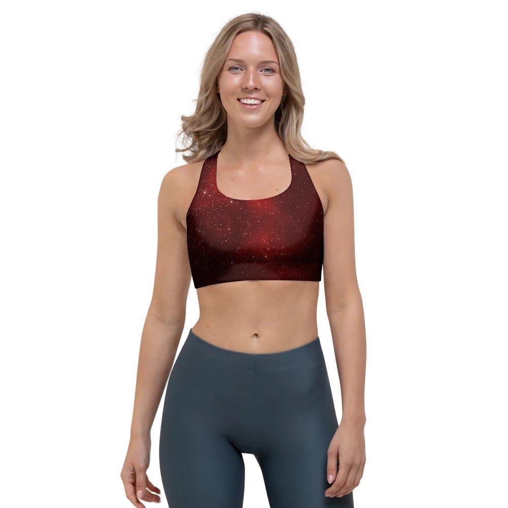 Red Nebula Galaxy Space Sports Bra-grizzshop