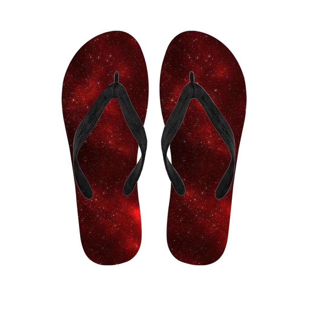 Red Nebula Galaxy Space Women's Flip Flops-grizzshop