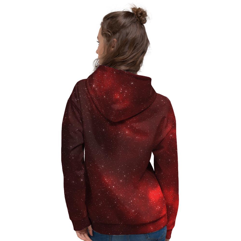 Red Nebula Galaxy Space Women's Hoodie-grizzshop