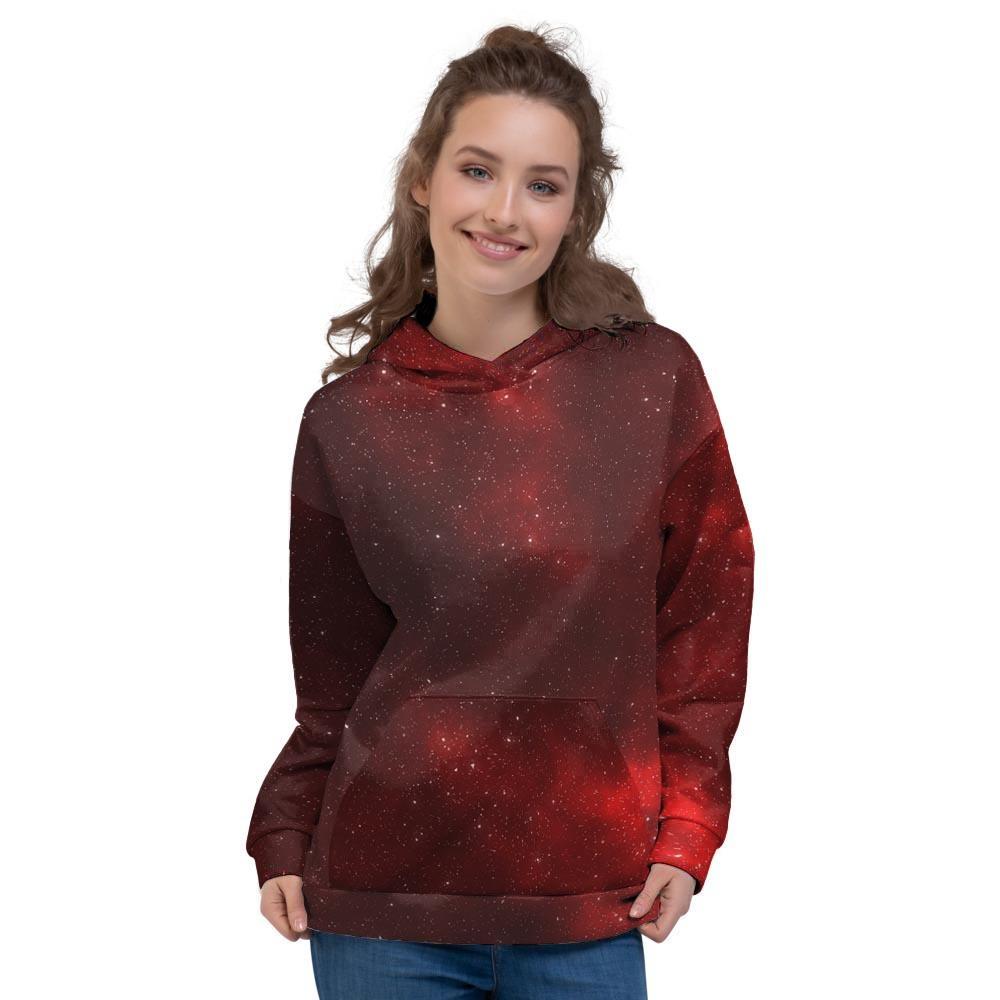 Red Nebula Galaxy Space Women's Hoodie-grizzshop