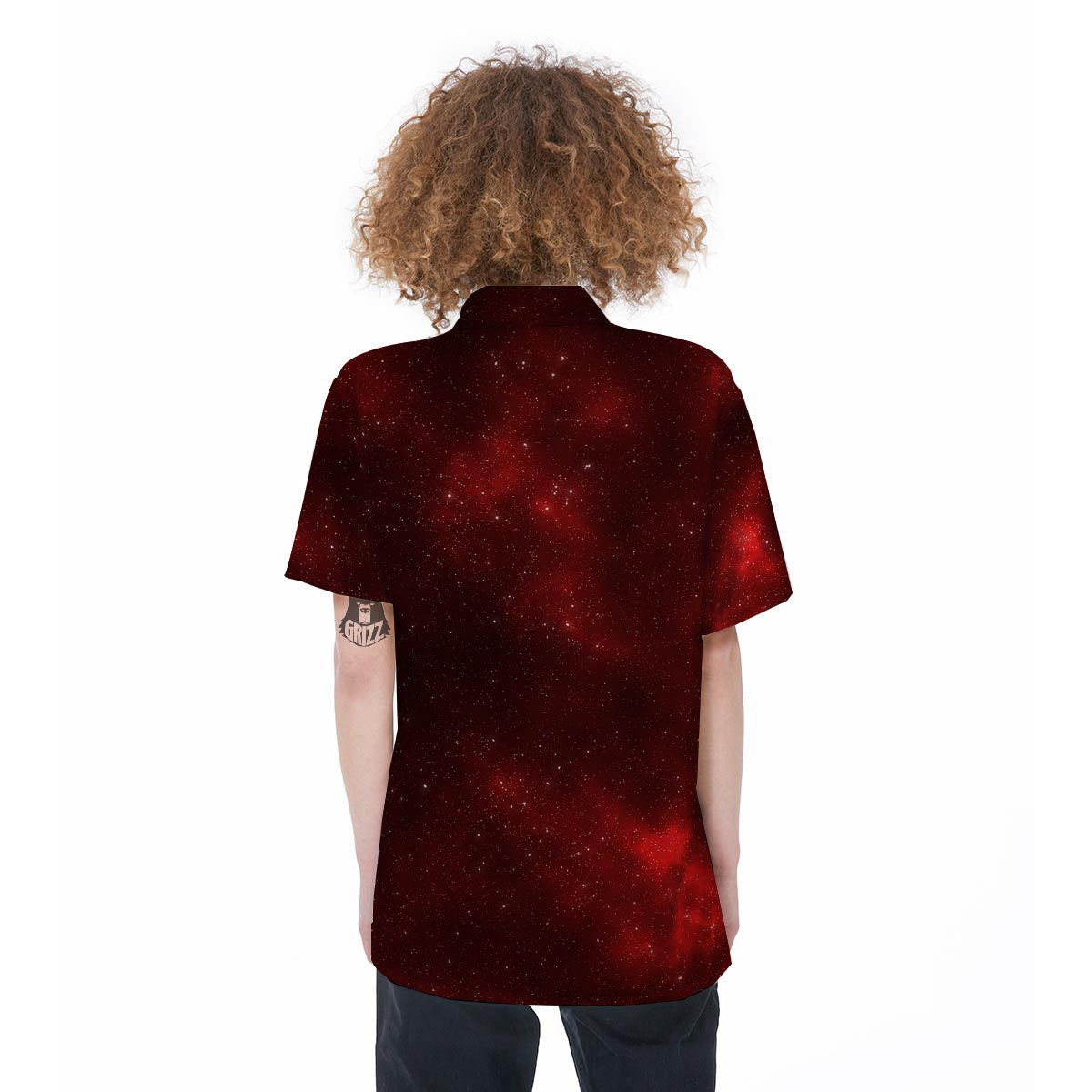 Red Nebula Galaxy Space Women's Short Sleeve Shirts-grizzshop