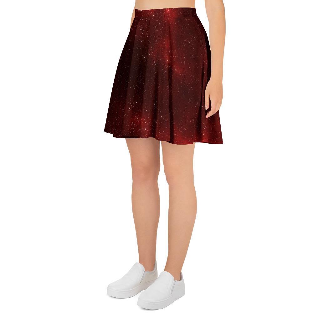 Red Nebula Galaxy Space Women's Skirt-grizzshop