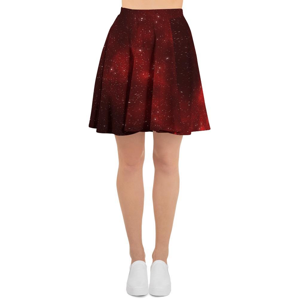 Red Nebula Galaxy Space Women's Skirt-grizzshop
