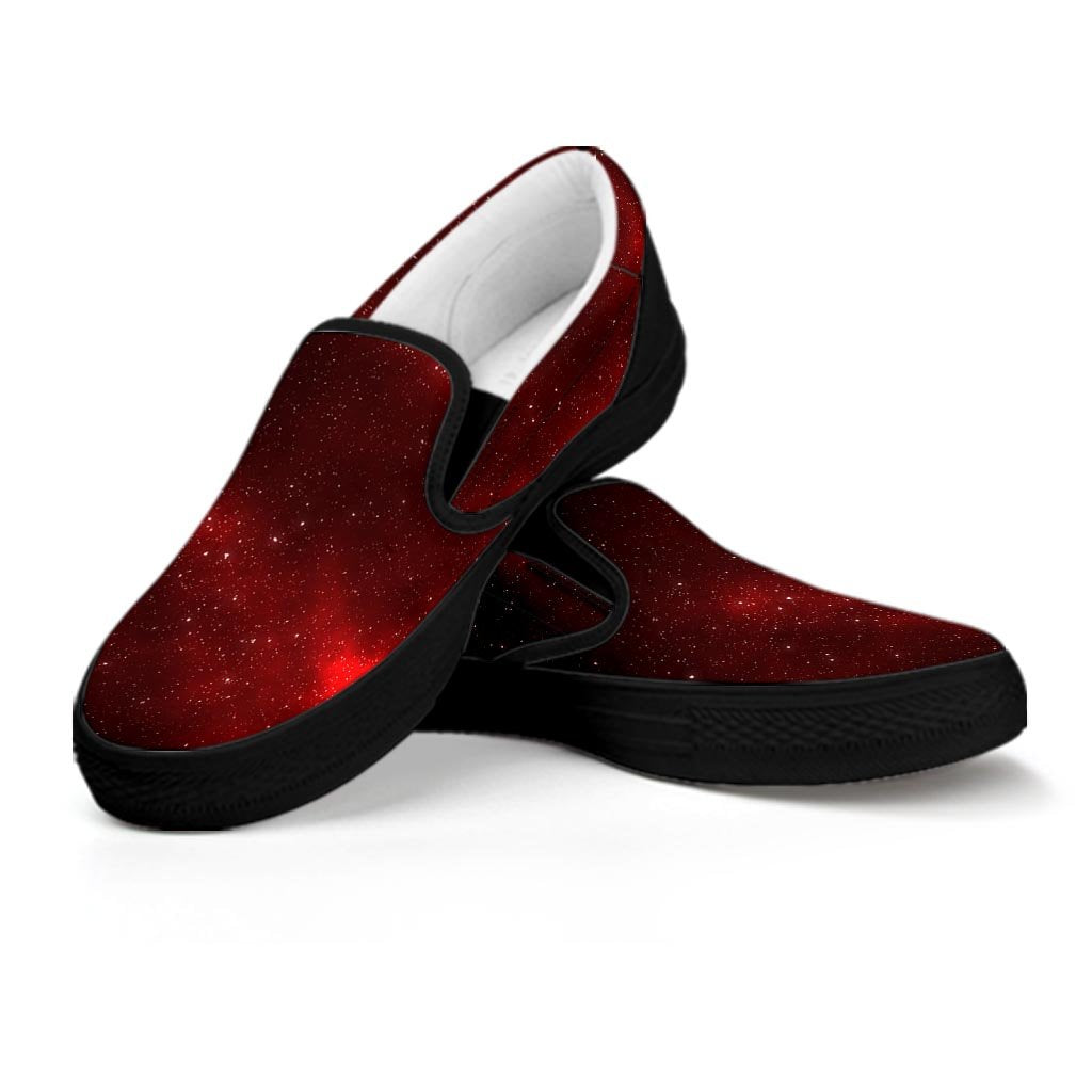 Red Nebula Galaxy Space Women's Slip On Sneakers-grizzshop