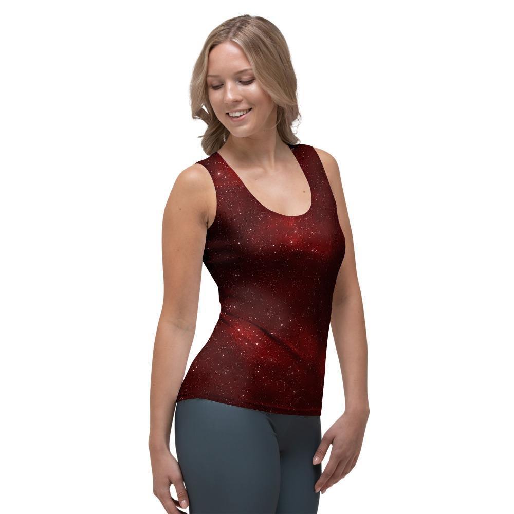 Red Nebula Galaxy Space Women's Tank Top-grizzshop