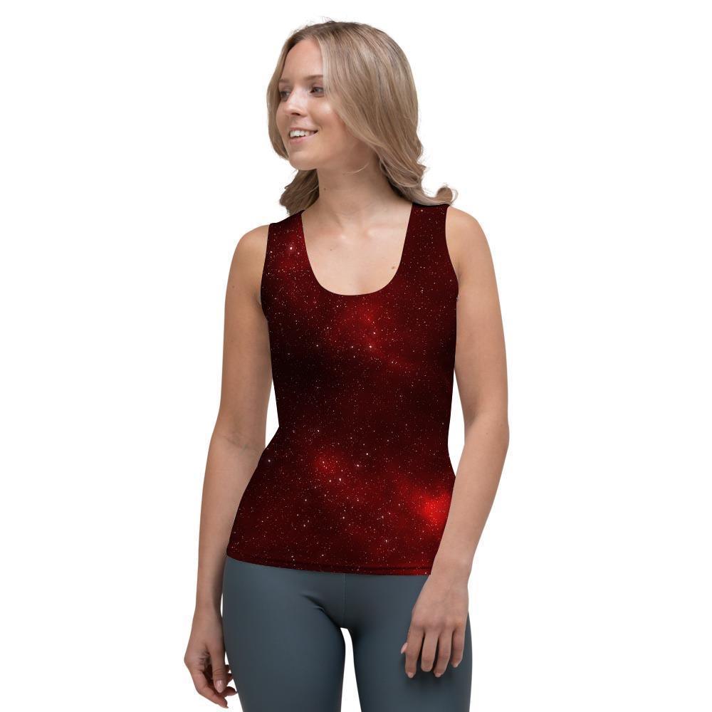 Red Nebula Galaxy Space Women's Tank Top-grizzshop