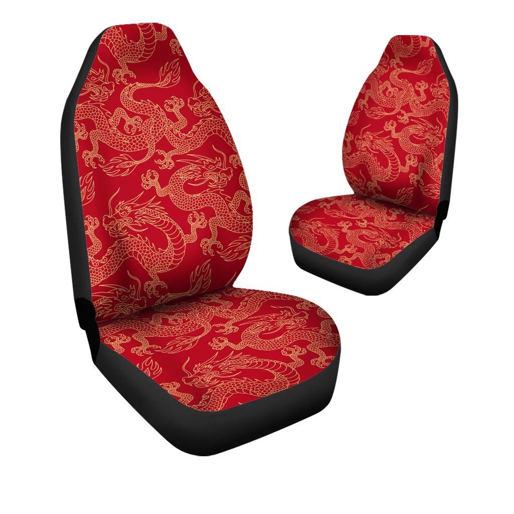 Red Oriental Chinese Dragon Car Seat Covers-grizzshop