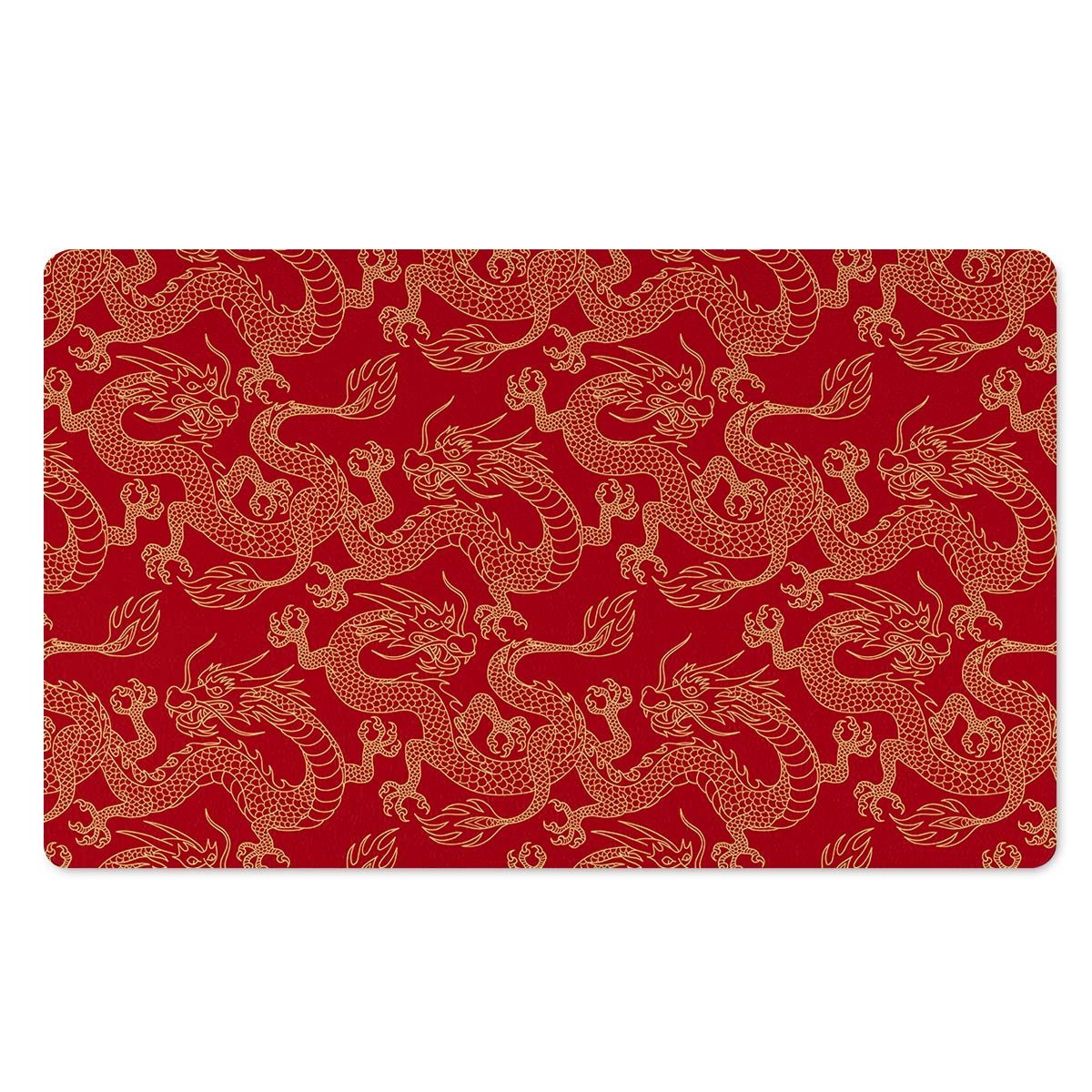 Red Oriental Chinese Dragon Door Mat-grizzshop