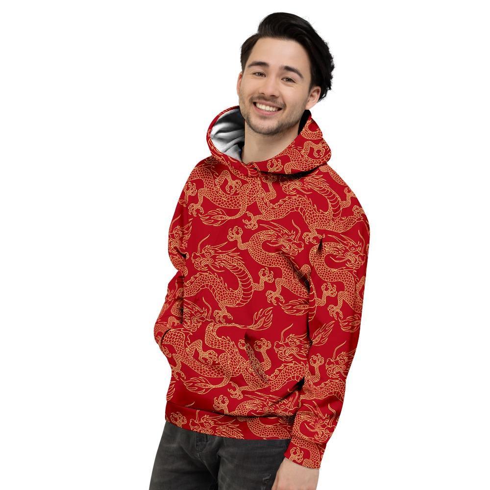 Red Oriental Chinese Dragon Men's Hoodie-grizzshop