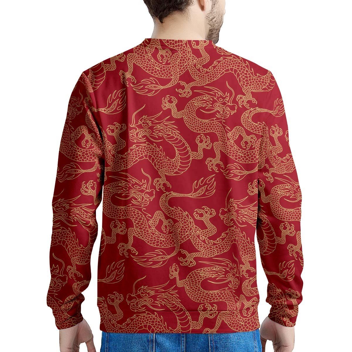 Red Oriental Chinese Dragon Men's Sweatshirt-grizzshop