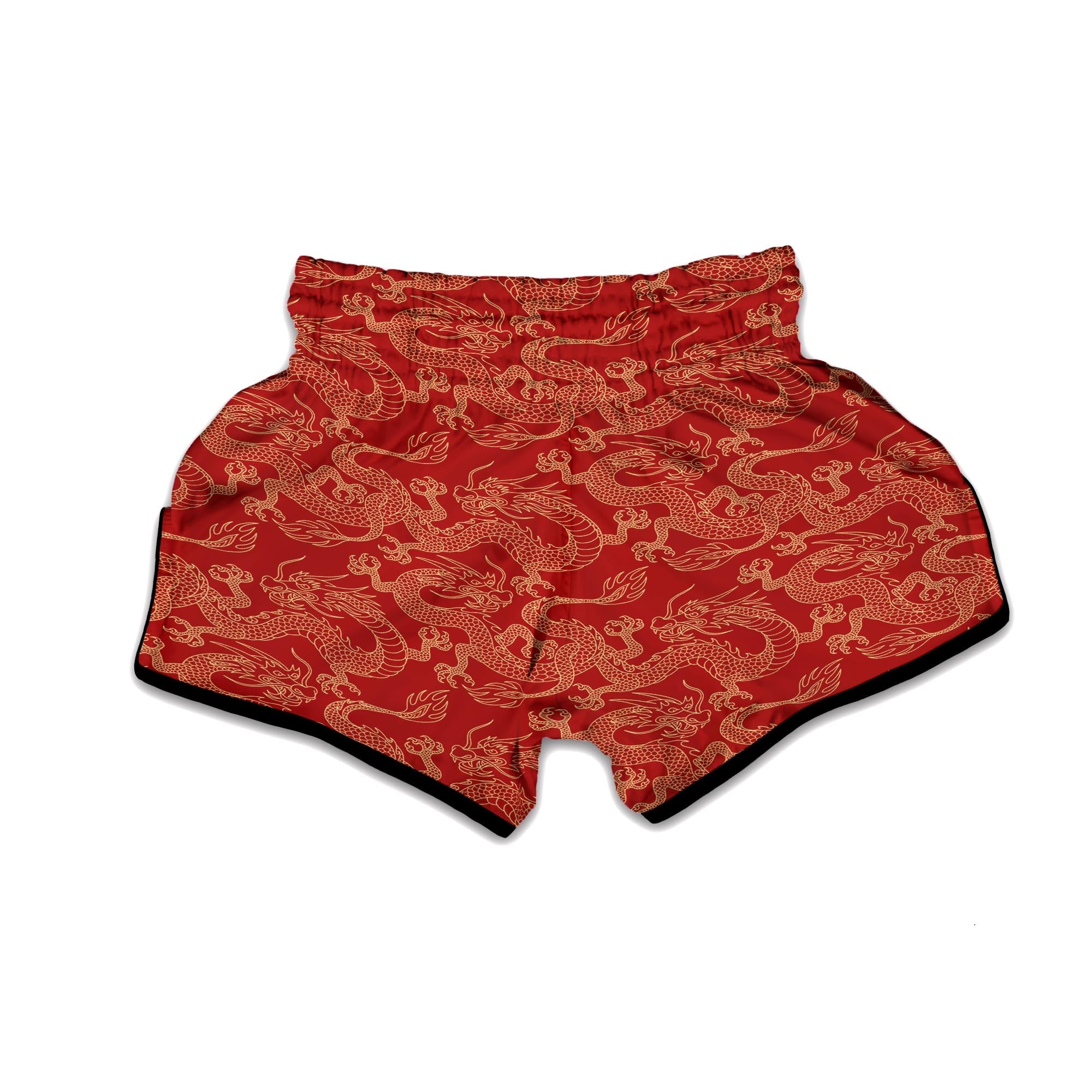 Red Oriental Chinese Dragon Muay Thai Boxing Shorts-grizzshop