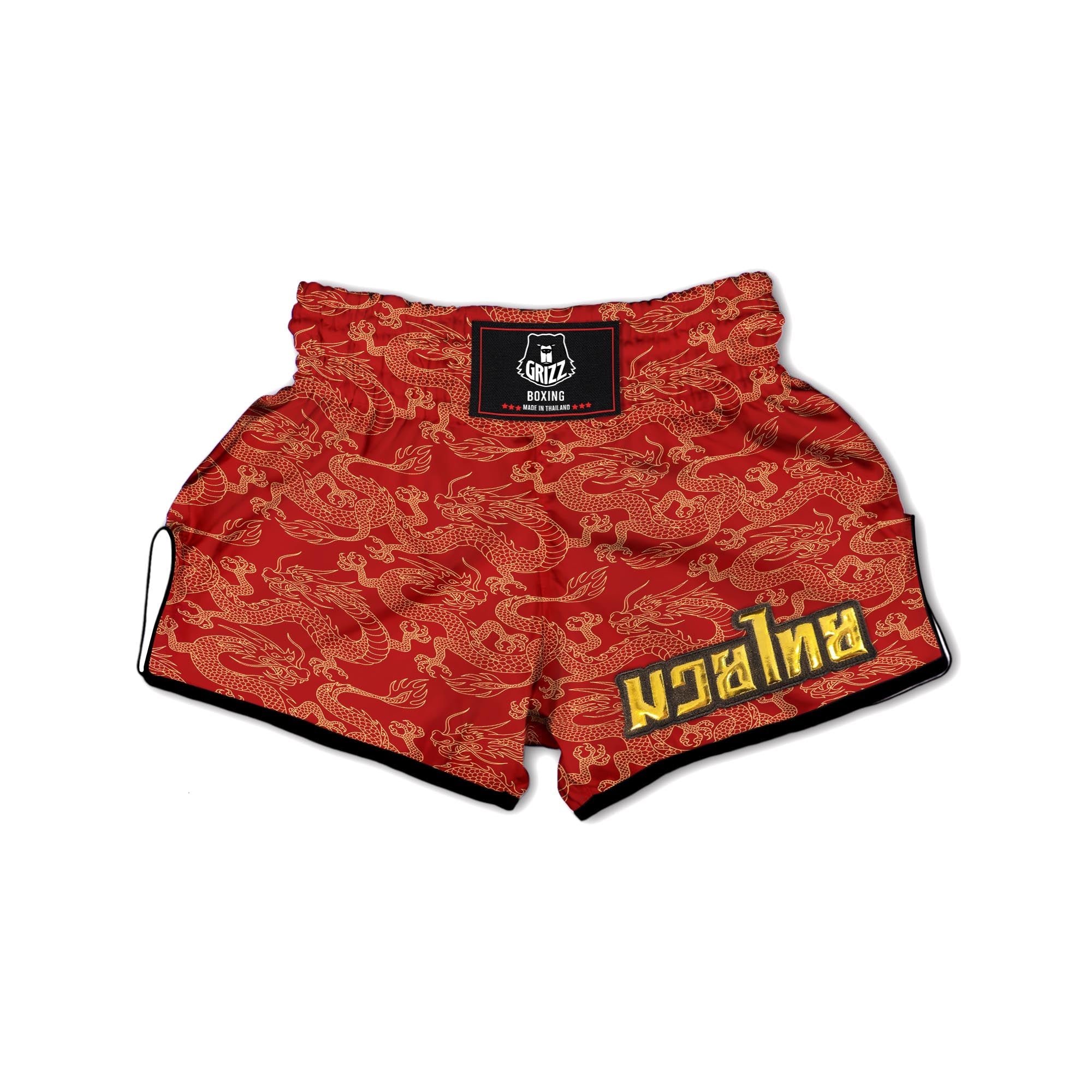 Red Oriental Chinese Dragon Muay Thai Boxing Shorts-grizzshop