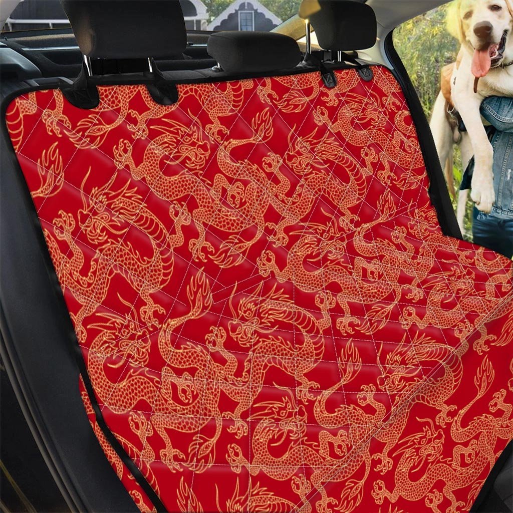 Red Oriental Chinese Dragon Pet Car Seat Cover-grizzshop