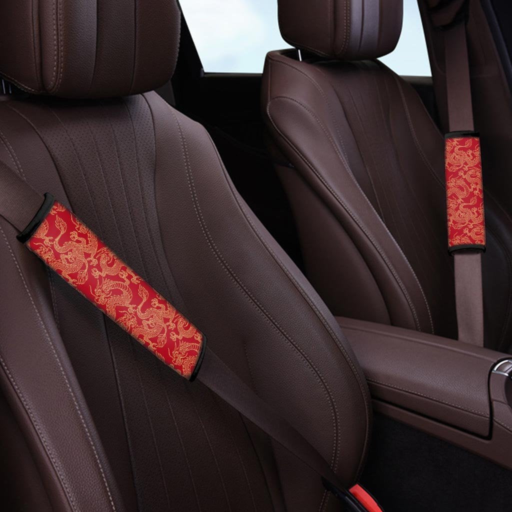 Red Oriental Chinese Dragon Seat Belt Cover-grizzshop