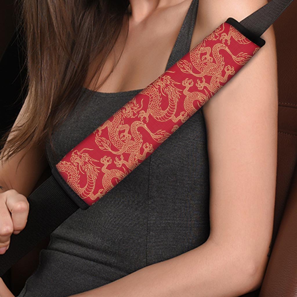 Red Oriental Chinese Dragon Seat Belt Cover-grizzshop