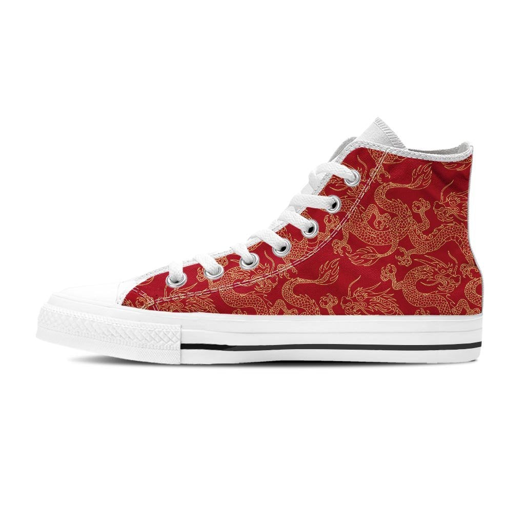 Red Oriental Chinese Dragon Women's High Top Shoes-grizzshop